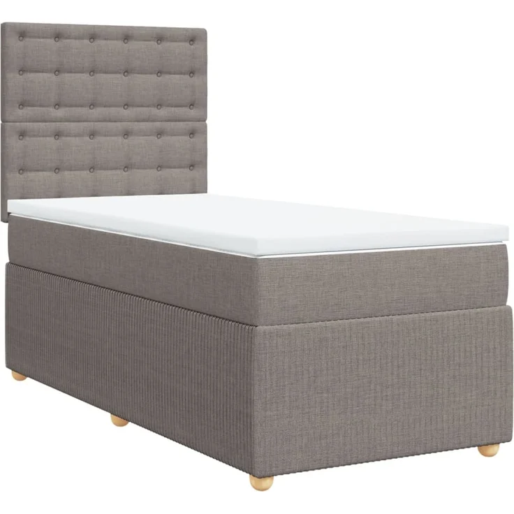 vidaXL Boxspringbett mit Matratze Taupe 90x190 cm Stoff 3294229 – Bild 3