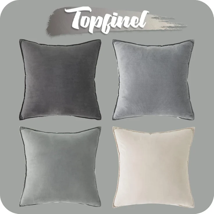 Topfinel Kissenbezug 40x40cm grau 4er Set Samt Kissenhüllen Sofa Deko – Bild 7