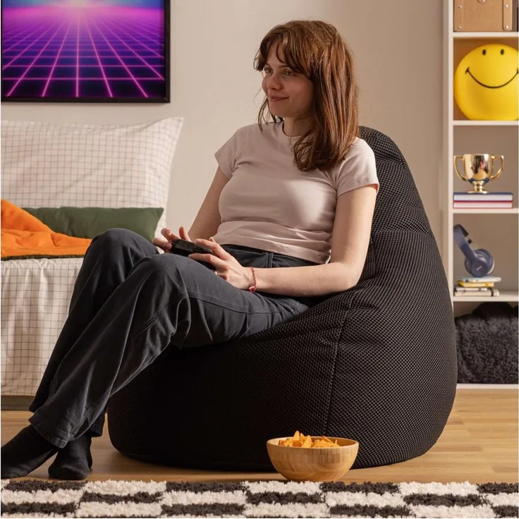 icon Sitzsack Sessel Gaming Stuhl mit Rückenlehne aus Techmesh „Dalton“, Sitzsack XXL, Gaming Sitzsack, Made in Germany, Erwachsene & Kinder