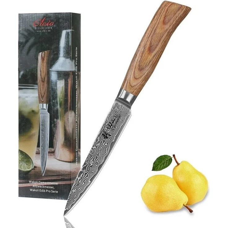 Wakoli Allzweckmesser EDIB Pro Damast Allzweckmesser I Kochmesser Küchenmesser I 12cm Klinge, 67 Lagen Damaststahl, VG-10 Stahlkern – Bild 4