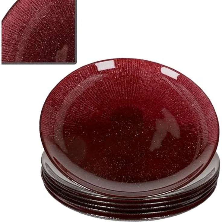 MamboCat Frühstücksteller 6x Suez Kuchenteller Ø21,2cm Glas Rot Glitzer Dessert Weihnachten – Bild 1
