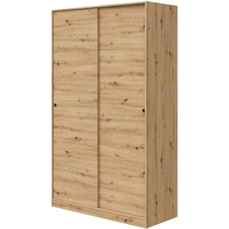 Dmora - Kleiderschrank 2 Türen Waterbury, Schlafzimmerschrank, Schrank mit 4 Regalen und Kleiderstange, 120x50h200 cm, Nodi-Eiche – Bild 4