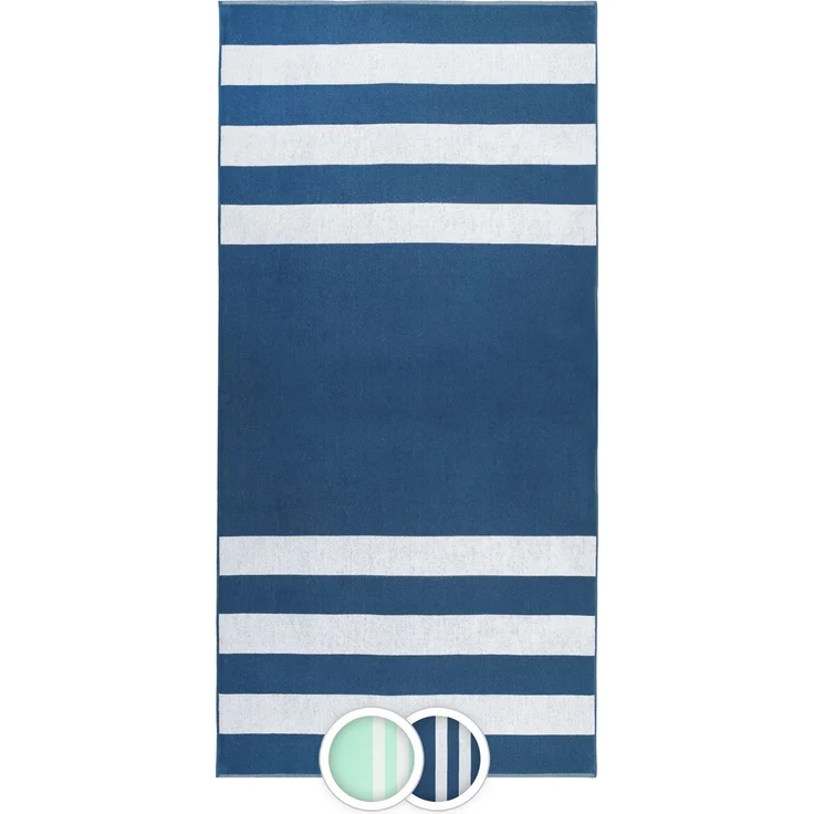 ZOLLNER Strandlaken groß 100x200 cm, gestreift, 100 % Baumwolle, dunkelblau (blau) – Bild 1