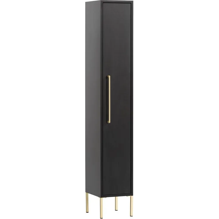 Schildmeyer Gloria Highboard, Holzwerkstoff, schwarz/Gold, 1 Tür