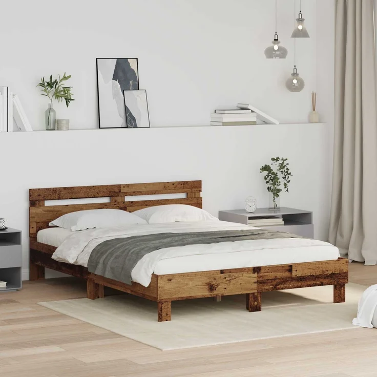 vidaXL Bettrahmen Altholz 160 x 200 cm Holzwerkstoff 3417307 – Bild 1