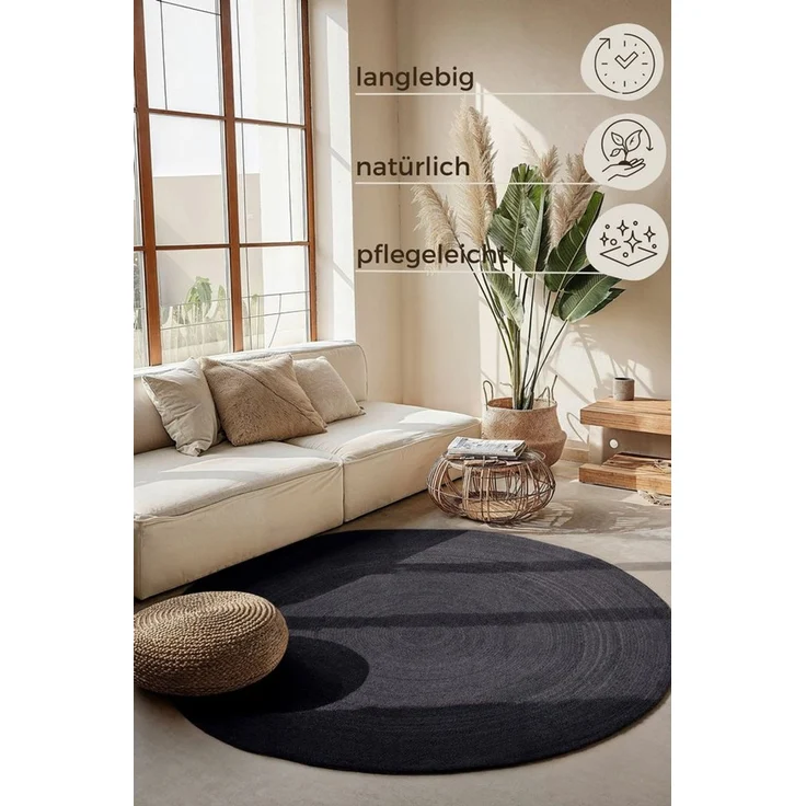 HANSE Home Teppich Rangpur Juteteppich, auch in oval, rund, Höhe: 10 mm, Handgewebt, 100% Jute, Natur, Wohnzimmer, Flur, Boho, Skandi – Bild 3