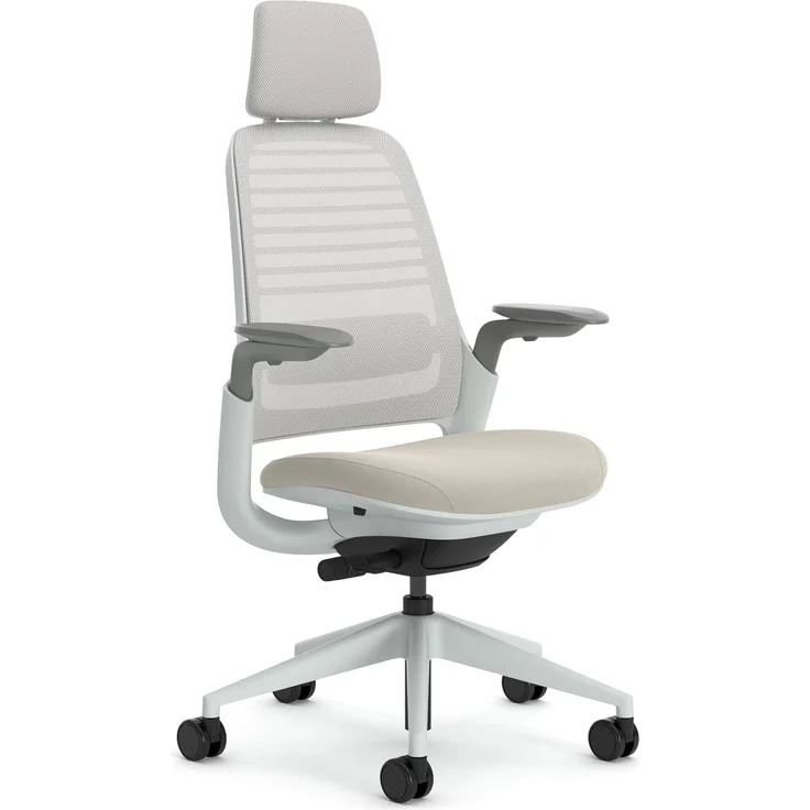 Steelcase Series 1 Ergonomischer Bürostuhl mit LiveBack Lumbalstütze, 4D-Armlehnen, anpassbarer Kopfstütze Beige, 66 x 64 x 112