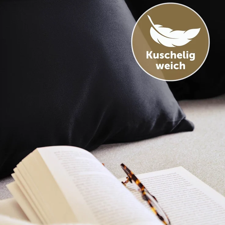 Blumtal Kissenbezug 2er Set - dekorativer Samt Kissenbezug mit verstecktem Reißverschluss, Kissenhülle für Zierkissen, waschbar – Bild 3