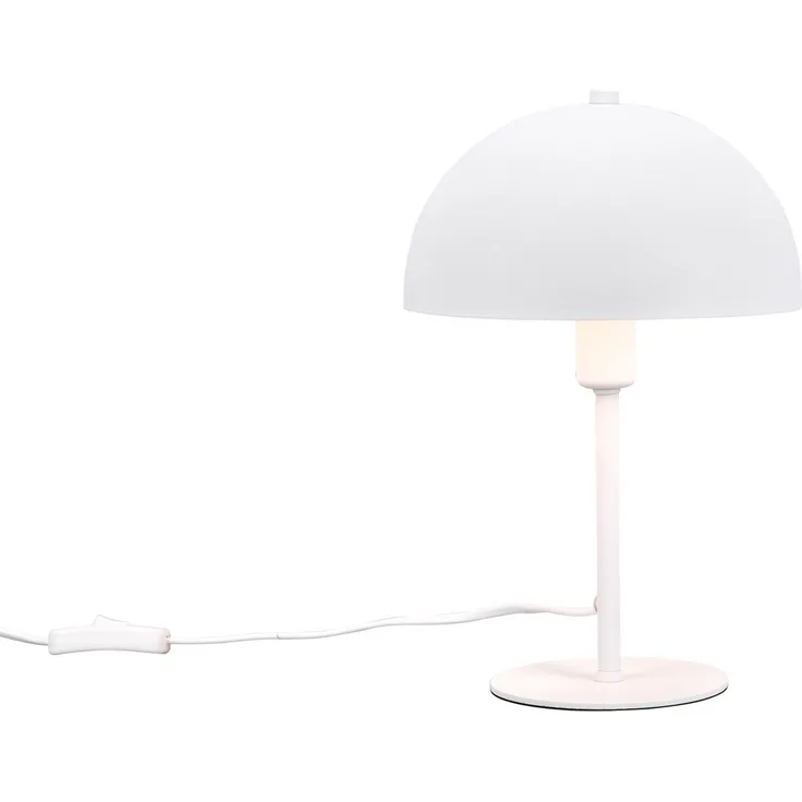 Kleine LED Tischleuchte aus Metall Weiß in Pilzform, Höhe 30cm