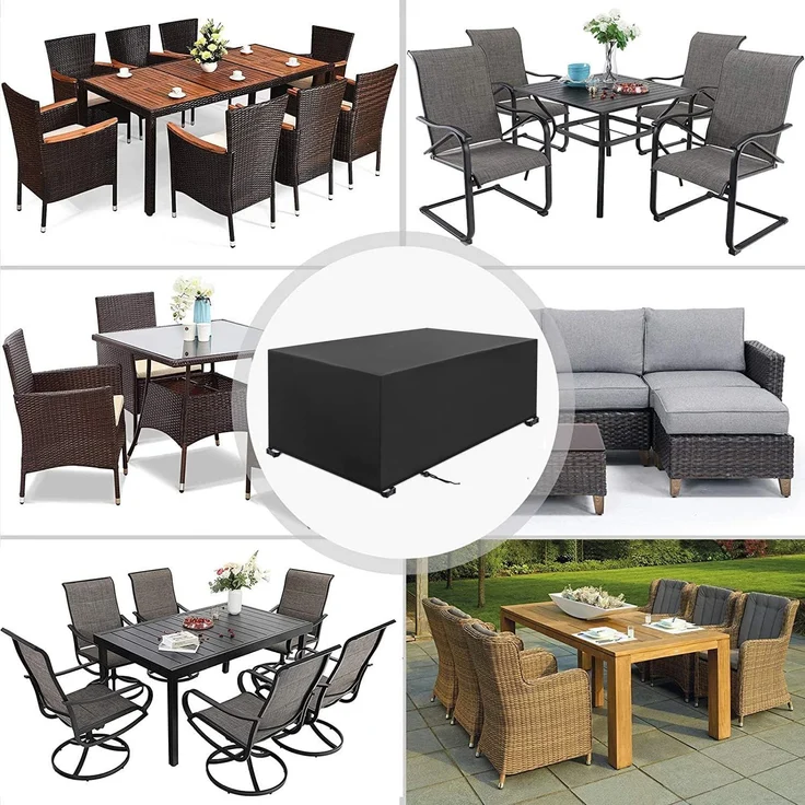 Aipwerer Abdeckung Gartenmöbel Wasserdicht, Abdeckplane für Gartenmöbel Winterfest, 420D Schutzhülle Abdeckhaube für Gartentisch Garten Möbel Tisch Rechteckig (Schwarz, 213 x 132 x 72 cm 420D) – Bild 7