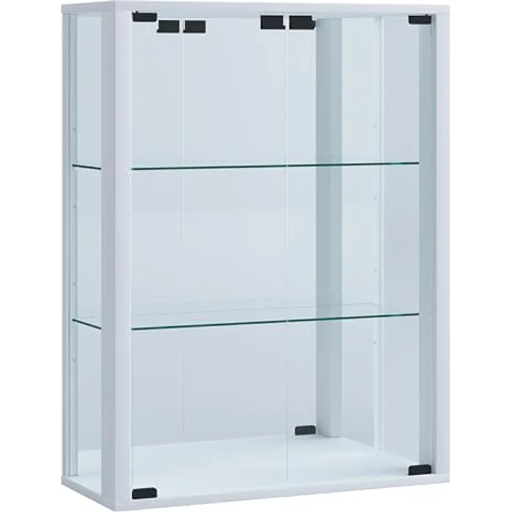 MID.YOU Hängevitrine, Weiß, Glas, Buche, Holzoptik, 2 Fächer, stehend/hängend, 60x80x25 cm – Bild 4