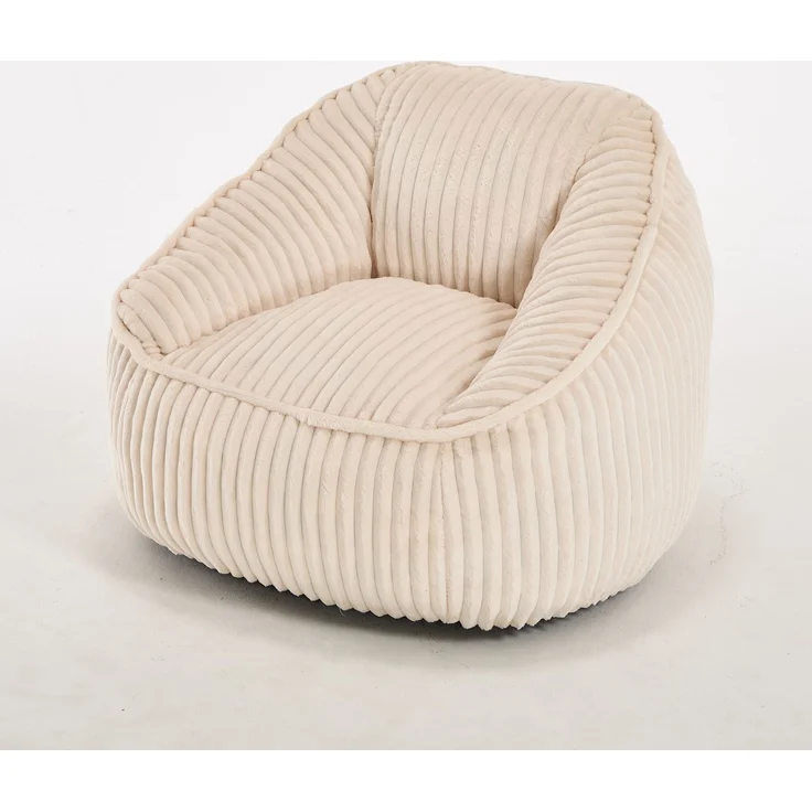 Sitzsack aus Cord mit Schaumstofffüllung, 98x92x73 cm, Beige – Bild 4