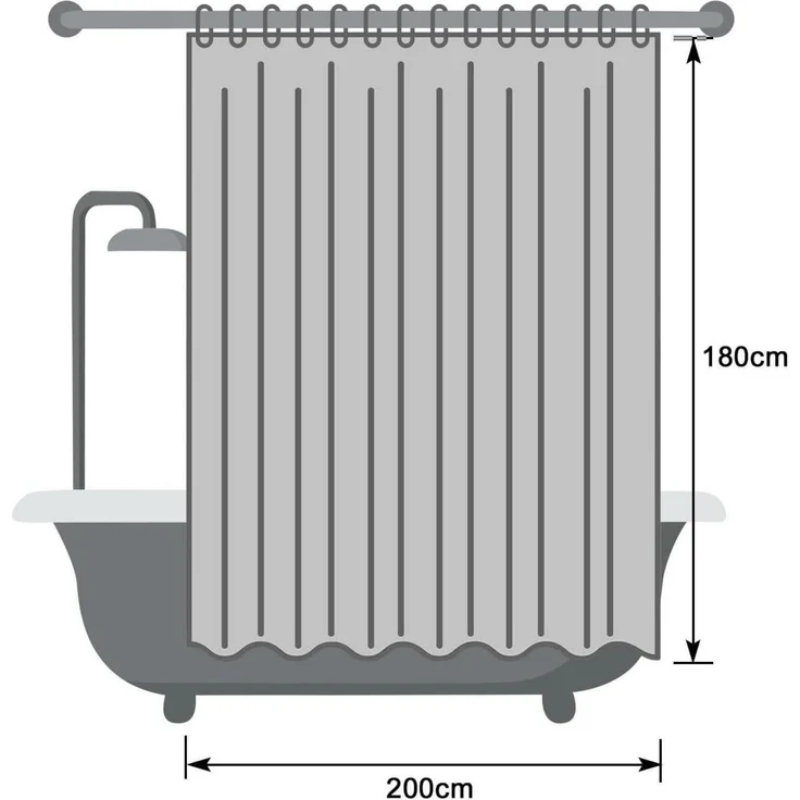 Weißer Duschvorhang 200x180cm Wasserdicht Anti-Schimmel Badvorhang – Bild 7