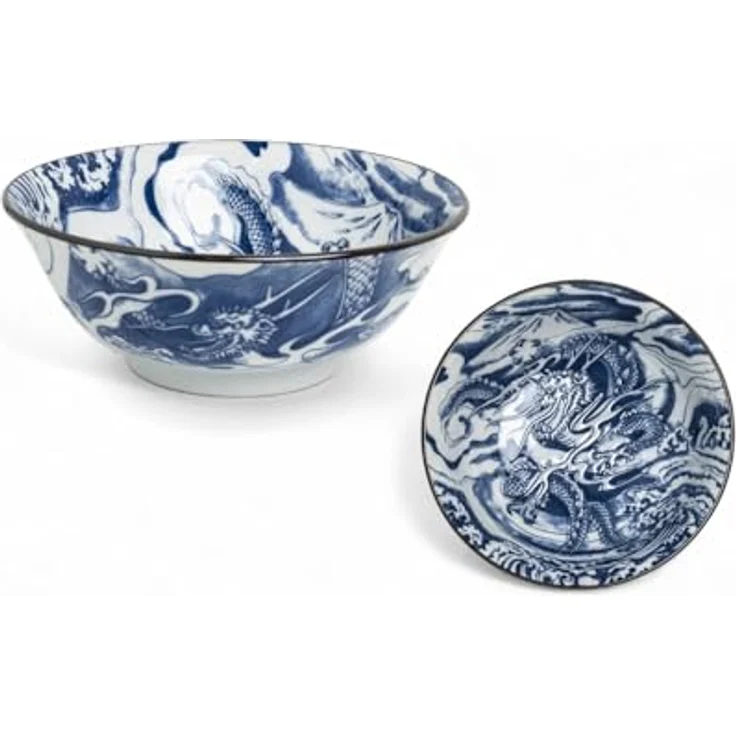WestCraft Servierschüssel Japan-Bowls ASIATICA, Drachengott Edition, Porzellan-Schalen, 20,5 cm, Porzellan, Hochwertig, asiatische Ramen-, Reis-, Nudel-, Udon-, Suppen-Schüssel – Bild 2