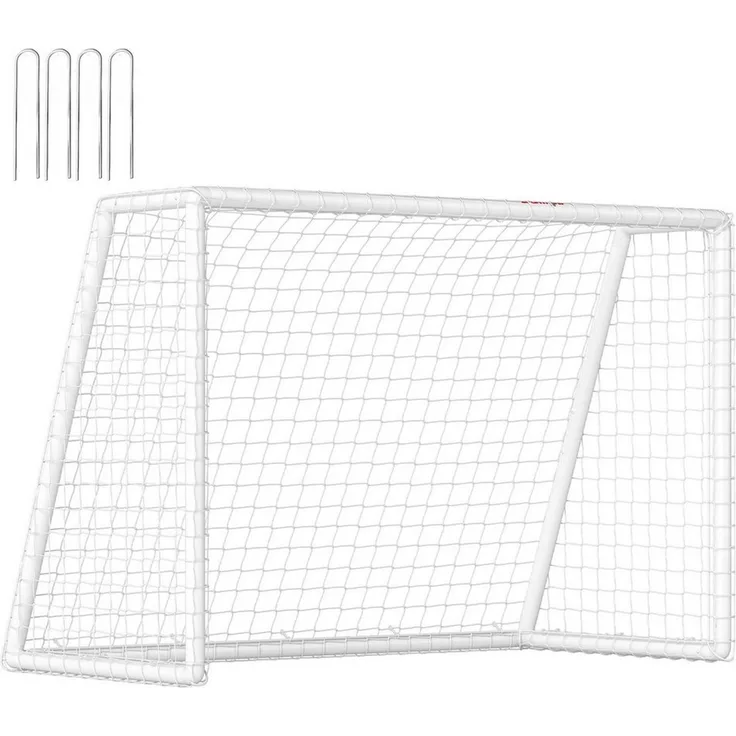 SPORTNOW Fußballtor mit Netz, Erdhaken (Kunststoff-Rahmen, 1 St, Fußball Tor), 180L x 92B x 124H cm, für Garten, Park, Strand