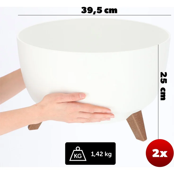 KADAX Blumentopfabdeckung Schaleneinsatz 40cm Weiß 2 Stk – Bild 2