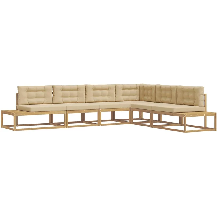 vidaXL Outdoor-Sofagarnitur 6 stk. 5-Sitzer Weiß und Beige Polyester 3387012 – Bild 2