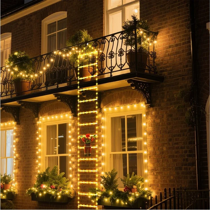 OZAVO LED-Lichterkette LED Weihnachtsmann Leiter Lichterkette, 3M Weihnachtslichterkette, 228-flammig, mit Timer,Wasserdicht,für Fenster,Garten,Haus Weihnachten Deko – Bild 4