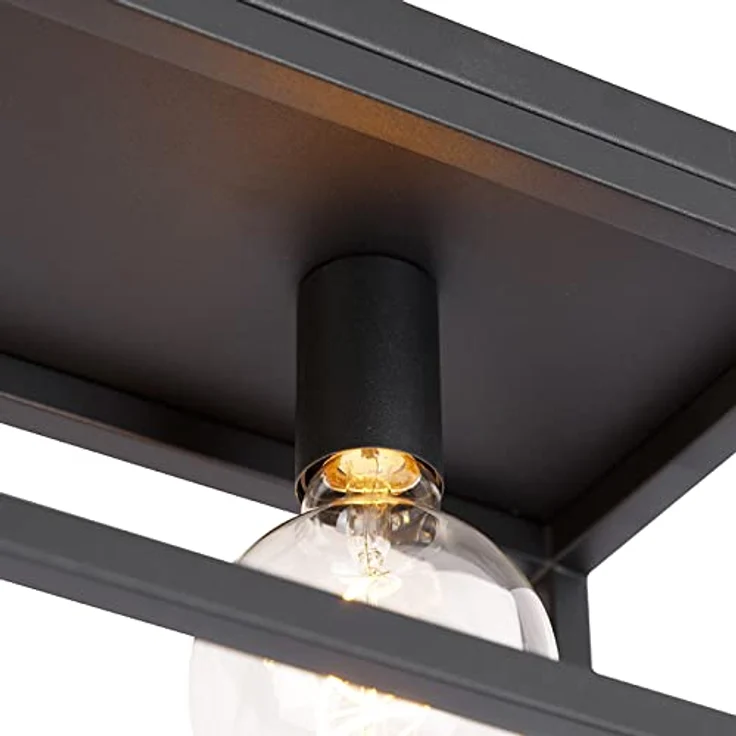 Qazqa Cage Deckenleuchte, 4-flammig, Rechteckig, Schwarz, 99.5cm, dimmbar, geeignet für Küche, Schlafzimmer und Wohnzimmer – Bild 3
