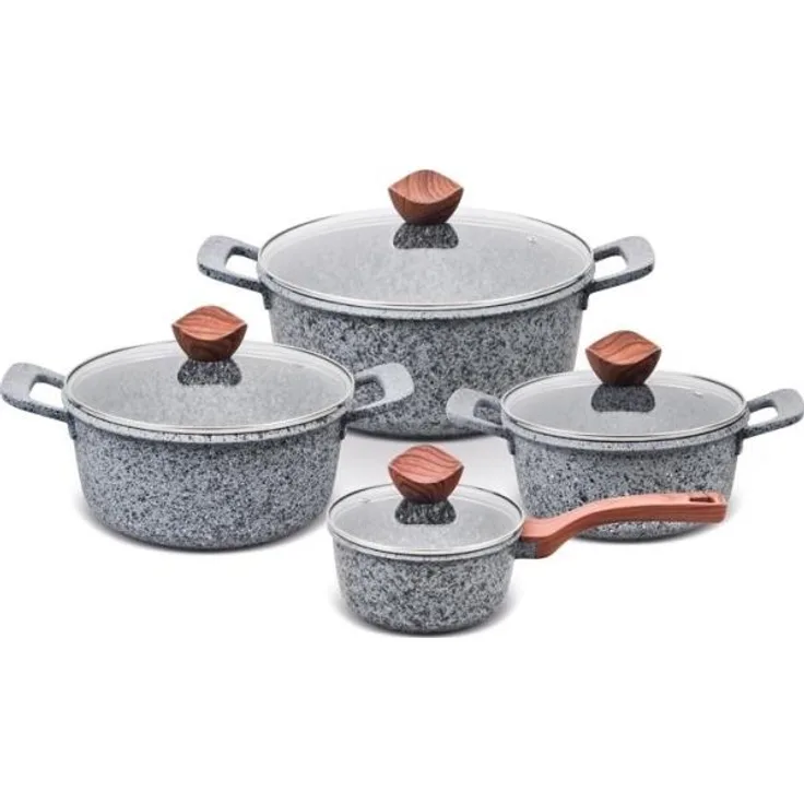 PROMIS Topfset GRANIT Kochtopf 16 cm Töpfe 20 24 28 braune Griffe (GR/SET)