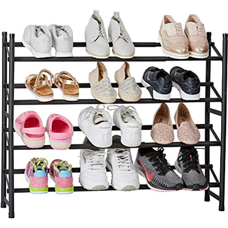 LOVE !T STORE !T Loft Schuhregal schmal, ausziehbar und stapelbar, für bis zu 20 Paar Schuhe, matt schwarz