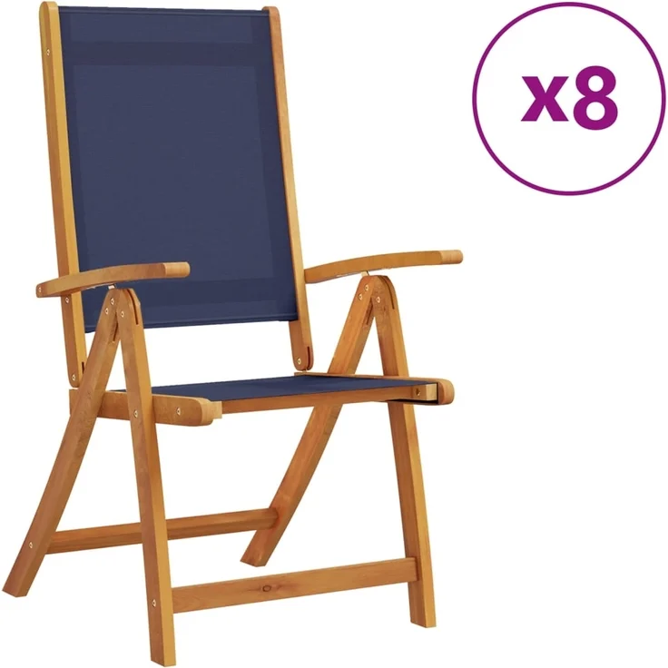 vidaXL Gartenstühle 8 Stk. Klappbar Massivholz Akazie und Textilene 3279243 – Bild 1