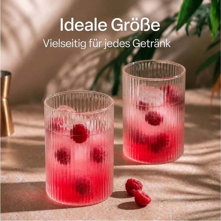 MiaMio Gläser-Set Senita, 430 ml, Riffeloptik, 6-tlg, Borosilikatglas, Spülmaschinengeeignet – Bild 4