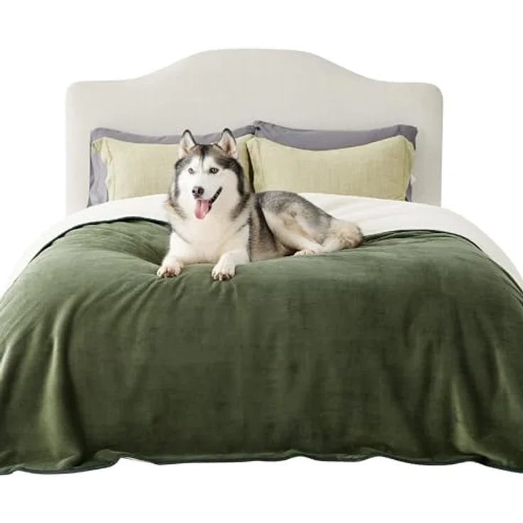 Lesure wasserdichte Hundedecke Grosse Hunde - 274x218 cm waschbar Hundedecke Outdoor, Fleece Sofaschutz Decke groß, Katzendecke flauschig für Couch, Olivgrün – Bild 2