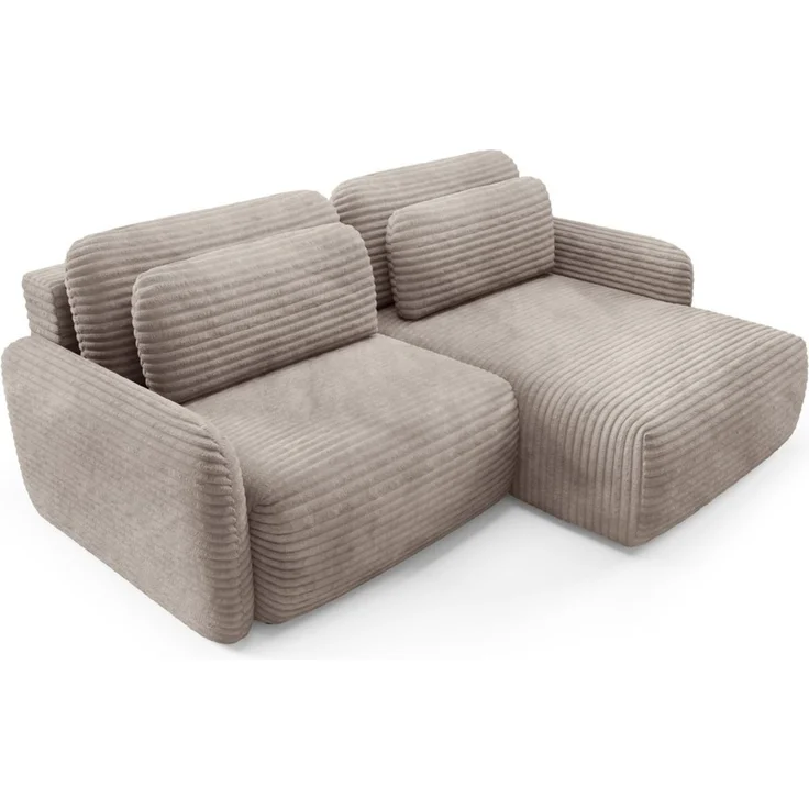Ecksofa Schlafsofa Sofa SIMONE in Stoff Ambience Taupe Ottomane Rechts – Bild 2