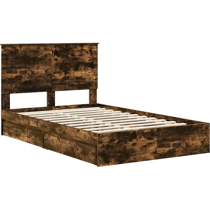 vidaXL Aufbewahrungsbett Geräucherte Eiche 120 x 190 cm Holzwerkstoff 3411233 – Bild 3