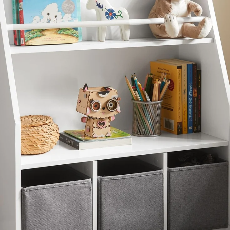 SoBuy KMB34-W Kinderregal, MDF, Lackiert, Weiß, 119 x 116 x 39 cm – Bild 8