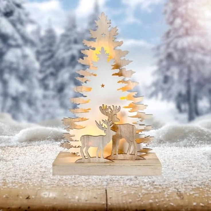 HTI-Living Rehe im Winterwald Beleuchtete Weihnachtsszene – Bild 2