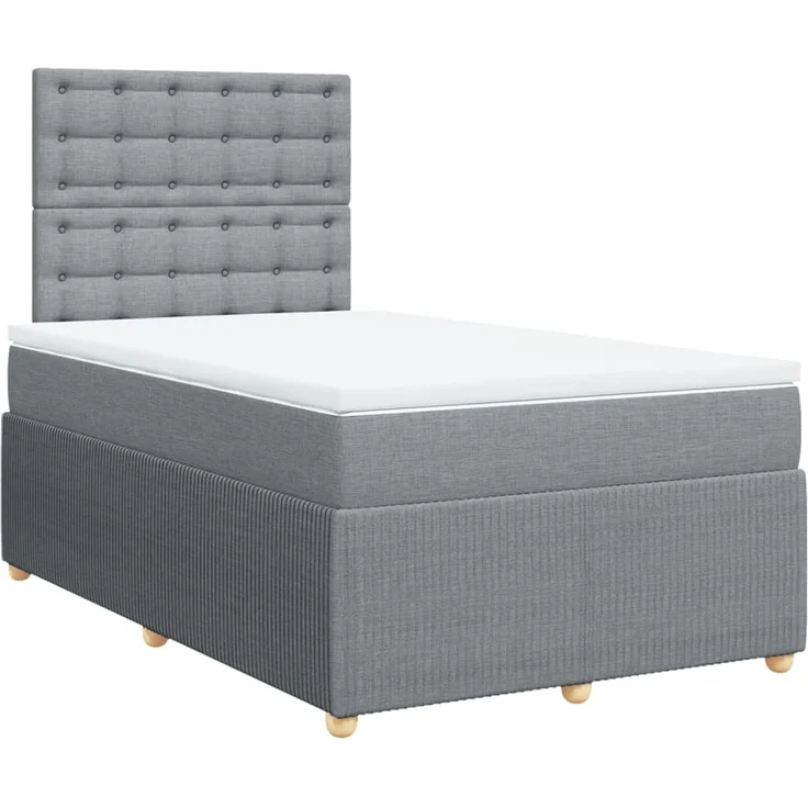 vidaXL Boxspringbett mit Matratze Hellgrau 120x200 cm Stoff 3294337 – Bild 3