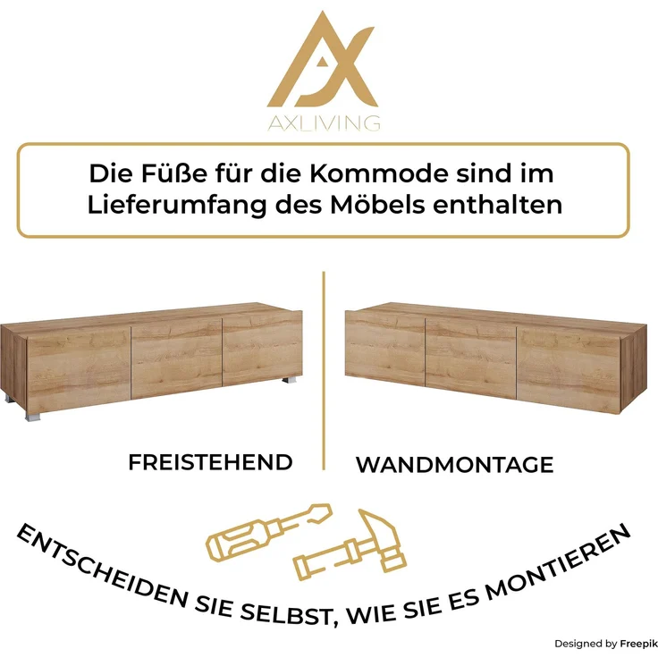 AX LIVING Möbel im Wohnzimmer „Kossana 4“ – 255cm Breite Goldene Eiche – Bild 9