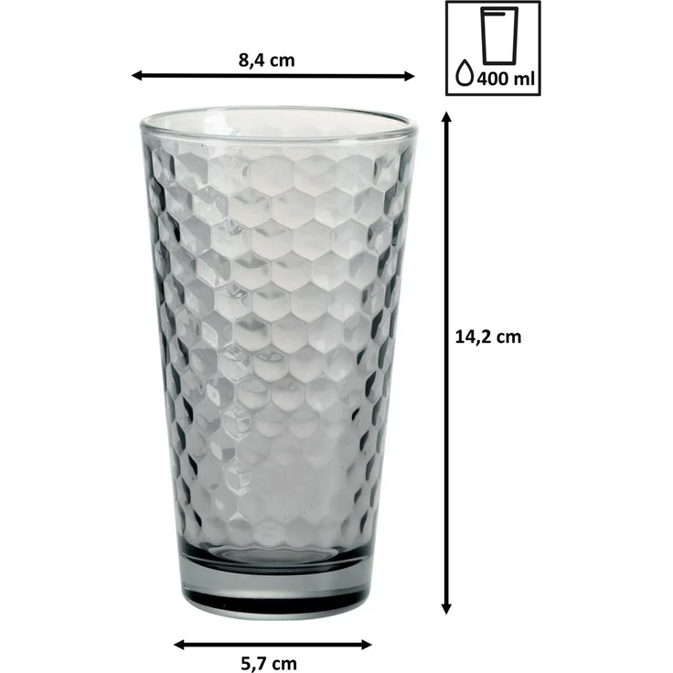 Ritzenhoff & Breker Favo Longdrinkglas 400 ml grau 12er Set – Bild 3
