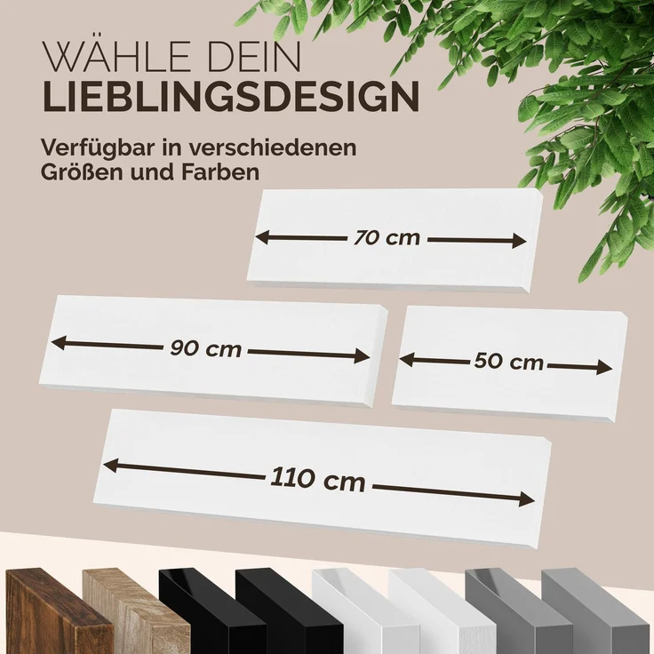 Casaria Wandregal mit Halterung, MDF, Weiß / Matt, 90 x 23 x 3,8cm – Bild 6