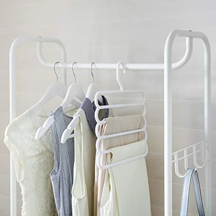 VASAGLE Garderobenständer, Garderobe, Kleiderständer, mit Schuhablage, Schuhregal, Flur, Schlafzimmer, 58 x 28 x 181 cm, skandinavisch, mattweiß-goldeichenfarben HSR81WN – Bild 5