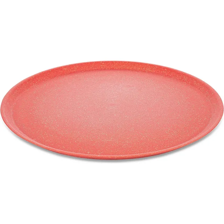Koziol Großer Teller 4er-Set Connect Plate, Speiseteller, Kunststoff-Holz-Mix, Nature Coral, 25. 5 cm, 7101704