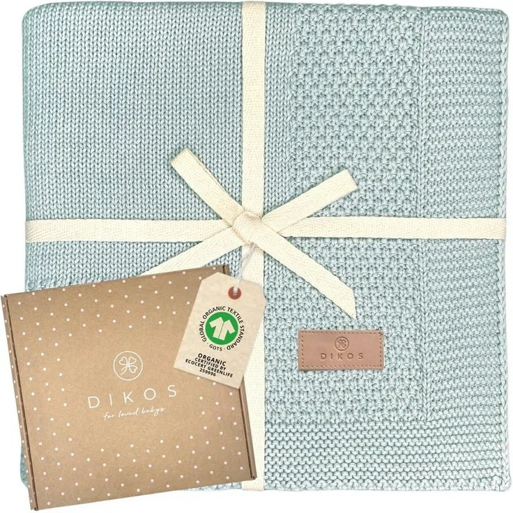 Babydecke DIKOS® Babydecke aus *100%* Bio Baumwolle, Strickdecke, Geschenk, DIKOS, PREMIUM Qualität, 75x100 cm, atmungsaktiv, nachhaltig, kuschelweich