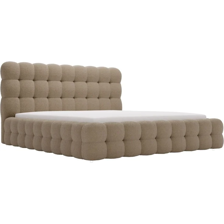 GRAINGOLD Twist Polsterbett 180x200, Doppelbett mit Bettkasten und Lattenrost, Bouclé-Stoff, Braun – Bild 2