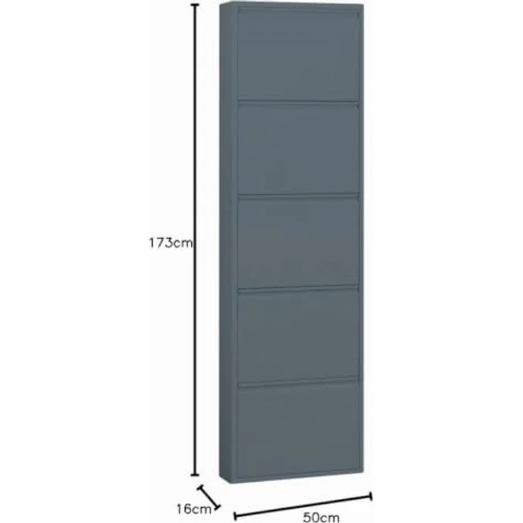 ebuy24 Pisa Schuhkipper, Grau, Holzwerkstoff, 5 Klappen, 50x173x16 cm, Schuhaufbewahrung mit modernem Design – Bild 3