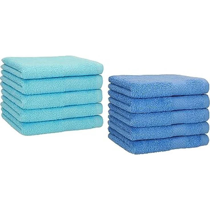 Betz Gästehandtücher 10 Stück Gästehandtücher Premium 100% Baumwolle Gästetuch-Set 30x50 cm Farbe türkis und hellblau, 100% Baumwolle – Bild 2
