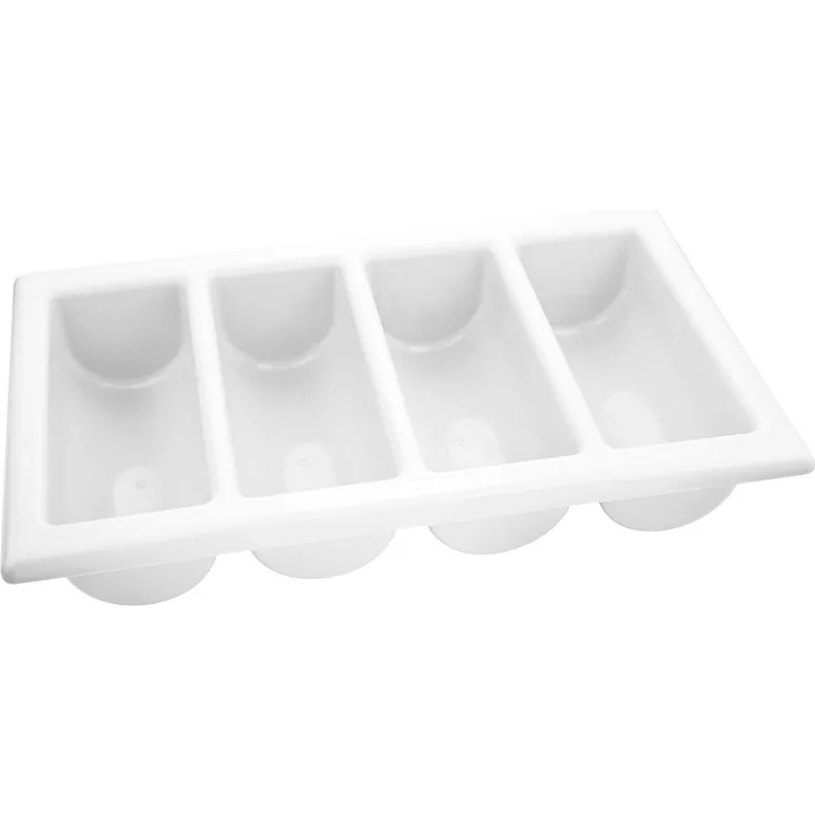 Besteckkasten Gastro, 4 Fächer, Kunststoff, Weiß