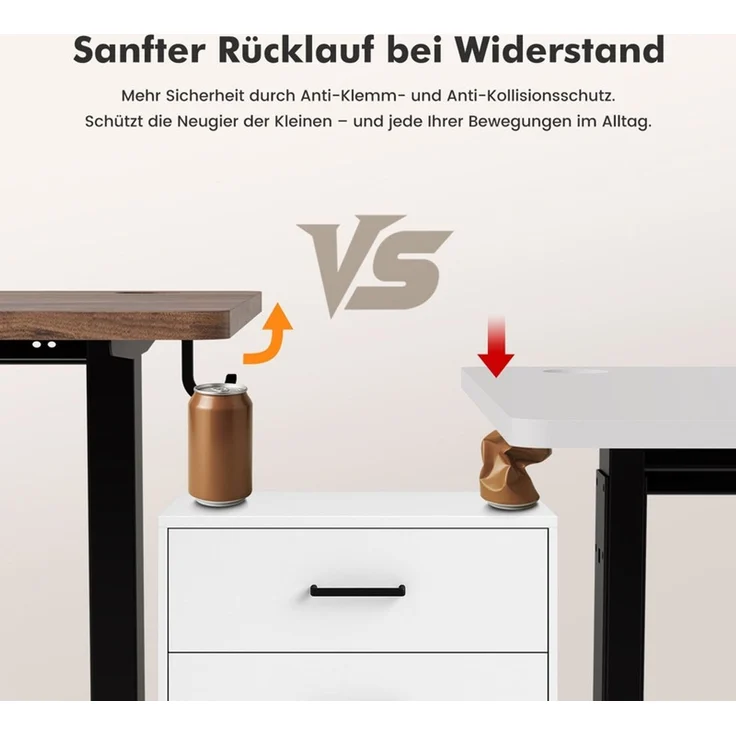 HOMAVO höhenverstellbarer Schreibtisch 80×180 cm, mit Memory- und Anti-Kollisionsfunktion, USB-A- und USB-C-Anschlüssen, Höhe 70–120 cm, Nussbaum – Bild 6