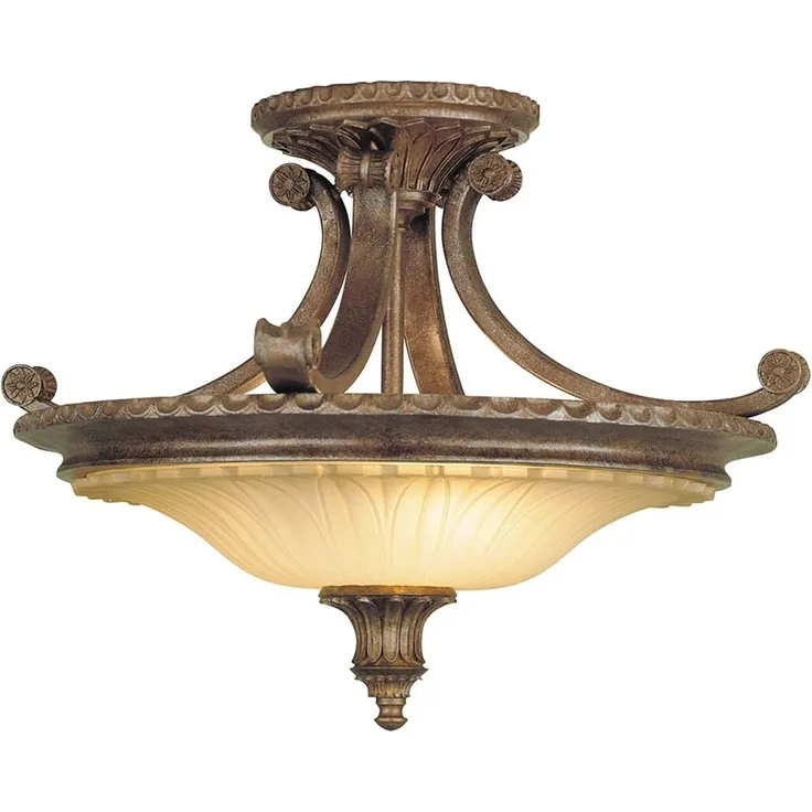 Deckenleuchte, Stahl Glas, Bronze, D 47,6 cm