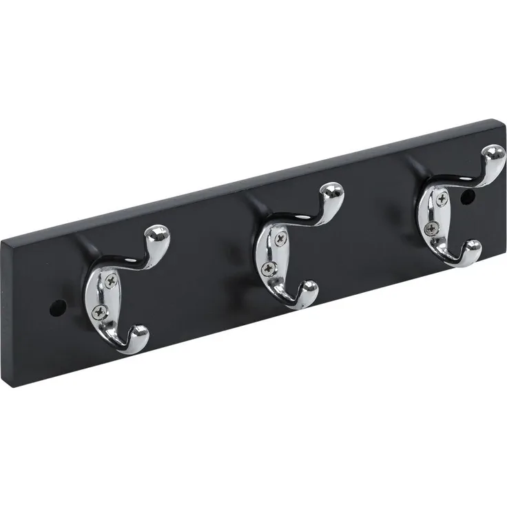 Hettich Garderobenleiste 3 Haken 30,0 x 8,0 x 7,5 cm schwarz