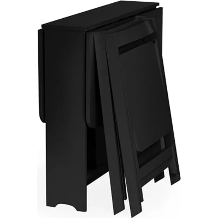 Julian Bowen Gatan Kleiner Klapptisch mit 2 Stühlen, Schwarz, Holz, 70 x 80 x 100 – Bild 6