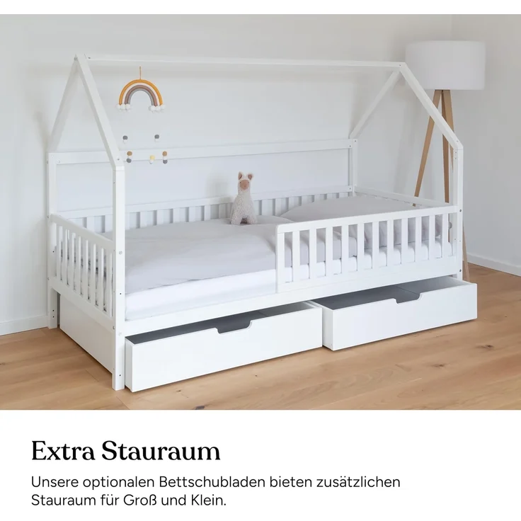 Ehrenkind Hausbett Livo aus massivem Buchenholz in verschiedenen Größen (FSC® zertifiziertMontessori Kinderbett, Jugendbett, 90x200), höhenverstellbar – Bild 7