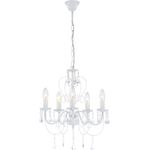 Kronleuchter, 5-flammig, Kristalle, weiß, Lüster, H 129 cm