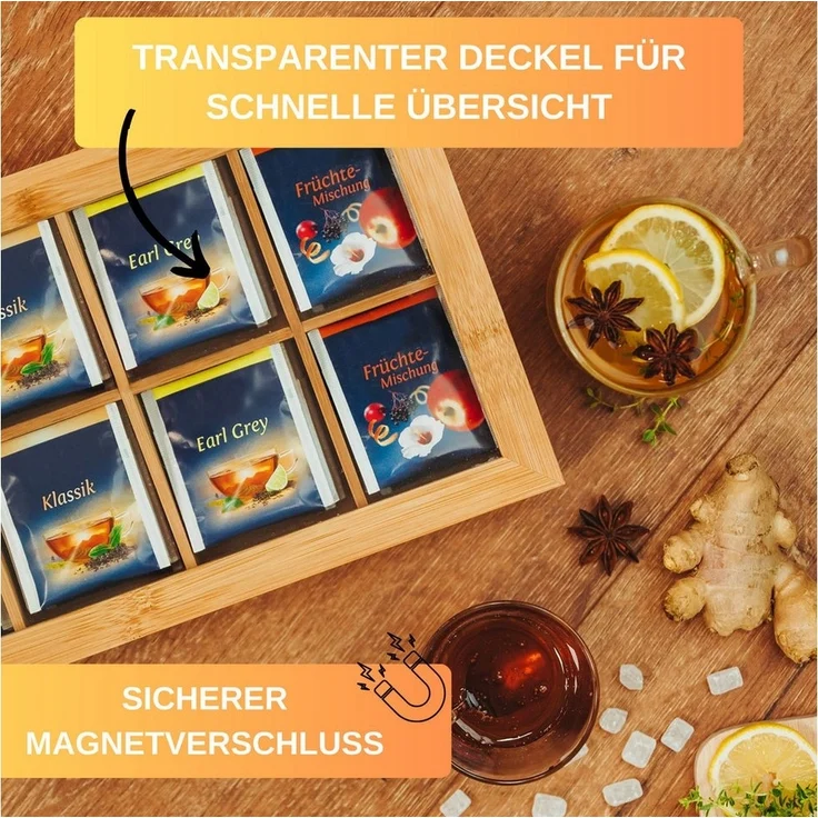 Thiru Teebox aus nachhaltigem Bambus - mit Magnetverschluss, Bambus – Bild 3